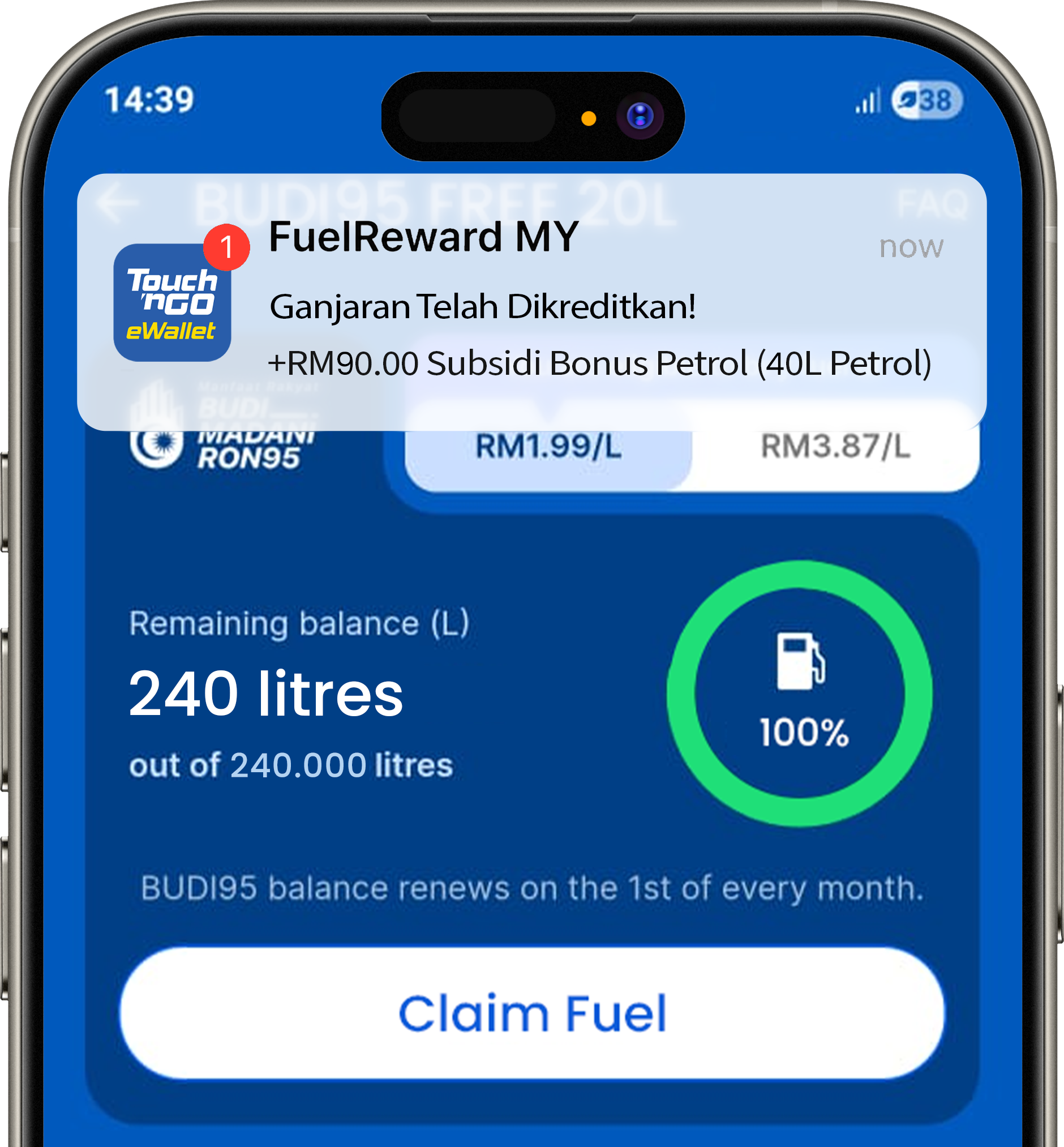 Bukti tebusan ganjaran wallet